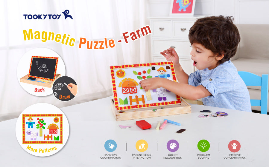Tooky toy Educatieve Magneeten Krijtbord Boerderij 85-delig
