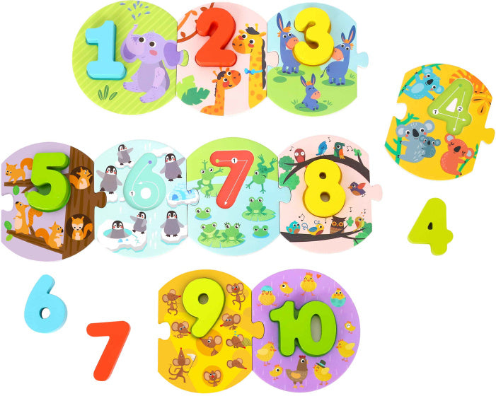 Tooky toy Getallenpuzzel Educatief Houten Speelgoed 20-delig
