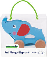 Tooky toy Olifant Houten Trekfiguur 18 maanden Blauw