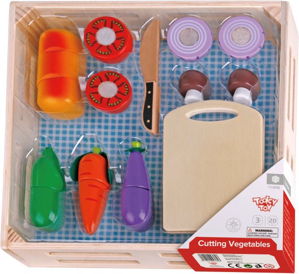 Tooky toy Houten Groentekist met Snijgroenten 20-delig