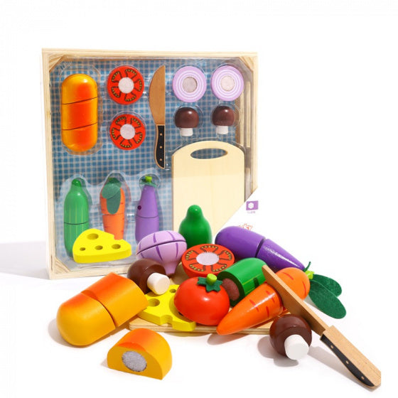 Tooky toy Houten Groentekist met Snijgroenten 20-delig
