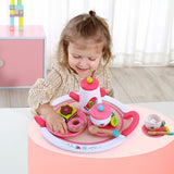 Tooky toy Houten Theeservies Wit Roze 19-delig