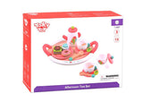 Tooky toy Houten Theeservies Wit Roze 19-delig