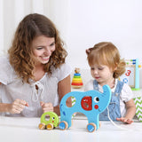 Tooky toy Olifant Houten Trekfiguur 18 maanden Blauw 3-delig