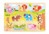Tooky toy Educatieve Houten Vormenpuzzel Dieren 10-delig