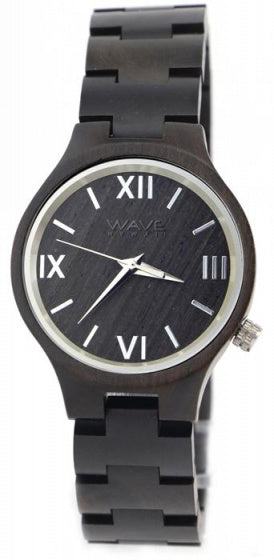 Wave hawaii Horloge Citizen Miyota dames 3,5 cm hout zwart