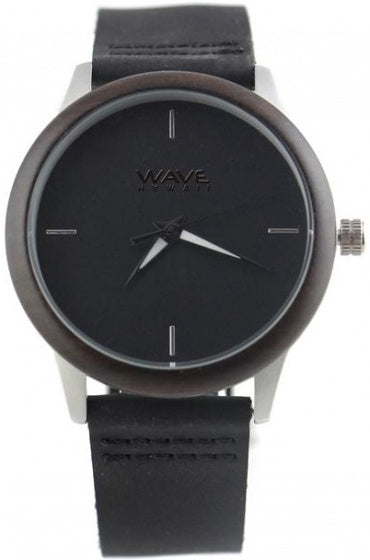 Wave hawaii Horloge Citizen Miyota dames 4 cm hout leer zwart