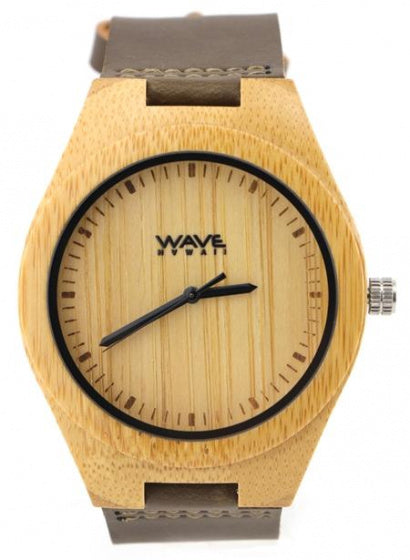 Wave hawaii Horloge Citizen Miyota heren 4,5 cm bamboe bruin