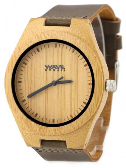 Wave hawaii Horloge Citizen Miyota heren 4,5 cm bamboe bruin