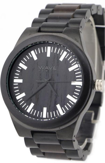 Wave hawaii Horloge Citizen Miyota heren 4,5 cm hout staal zwart