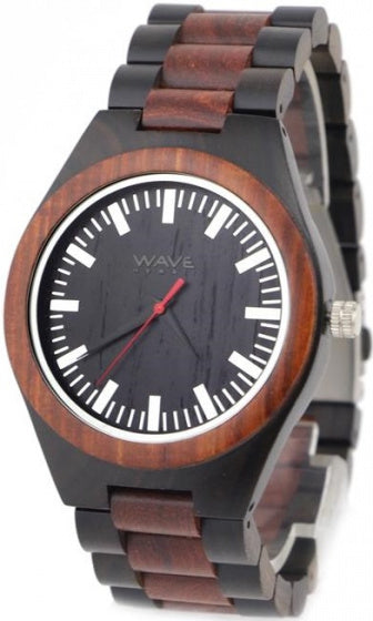 Wave hawaii Horloge Citizen Miyota heren 4,5 cm hout zwart bruin