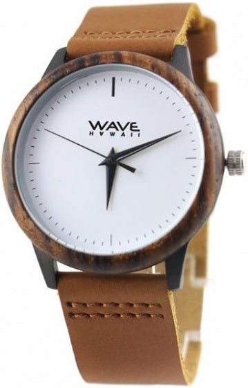 Wave hawaii Horloge Zebra dames 4 cm hout leer bruin