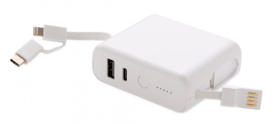 Xd collection Powerbank met draadloze oplader 7,2 cm wit