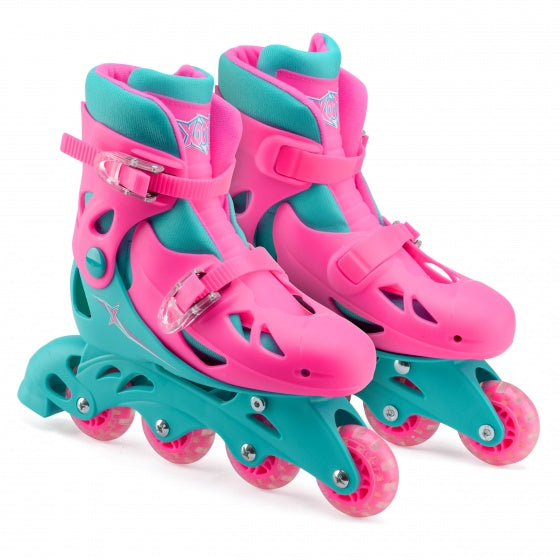 Xootz Inline skates hardboot roze turquoise maat 32-35