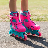 Xootz Inline skates hardboot roze turquoise maat 32-35